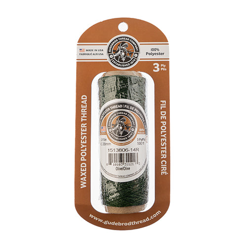 Gudebrod Waxed Thread 3ply 500ft Spool 0.38mm thick