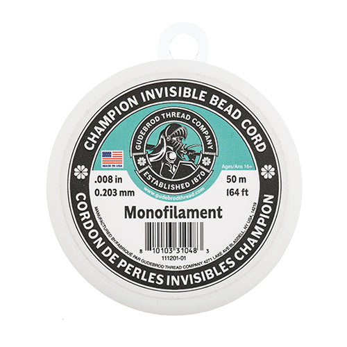 Gudebrod Champion Invisible Bead Cord Monofilament .008in (0.203mm) 