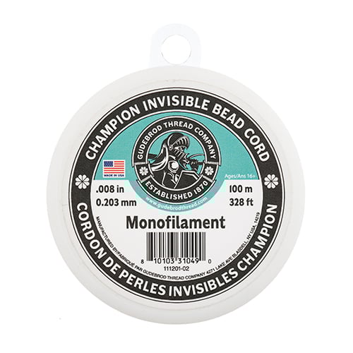 Gudebrod Champion Invisible Bead Cord Monofilament .008in (0.203mm) 