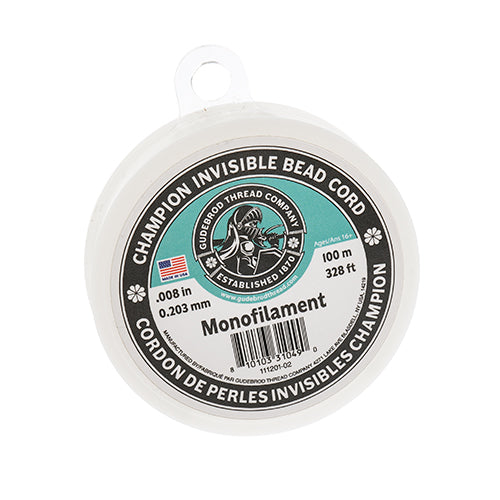 Gudebrod Champion Invisible Bead Cord Monofilament .008in (0.203mm)