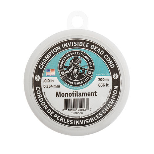 Gudebrod Champion Invisible Bead Cord Monofilament .010in (0.254mm) 200m