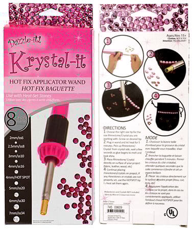 Dazzle-It Hot Fix Applicator 8 Tips- Plug In Bejeweler Like