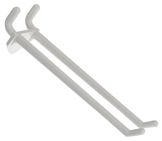 Plastic 4" White Peg Hooks 2 Prong Hook