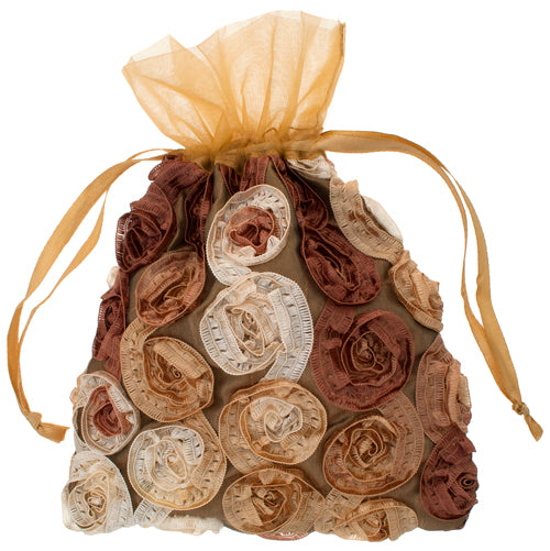 Dazzle-It Sachet Sheer Pouch 5x7in Gold Tones 2pcs Flower