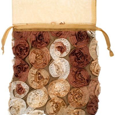 Dazzle-It Sachet Sheer Pouch 5x7in Gold Tones 2pcs Flower