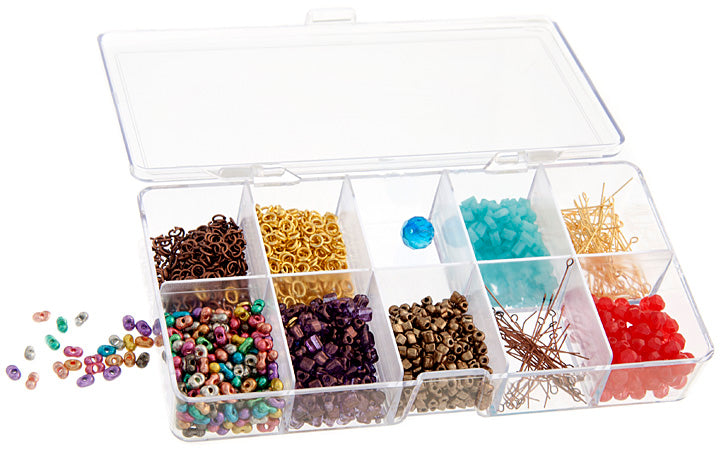 Plastic Box (17.8x9.5x3cm) With 10 Compartments
