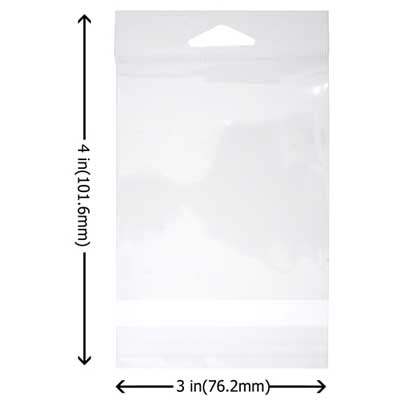 Lip-N-Seal Header Bag With Hole 3x4in Crystal Clear