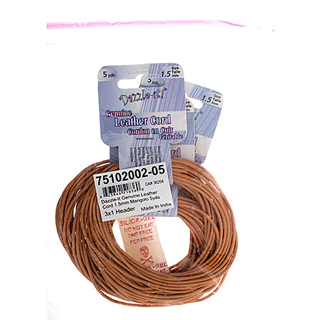 Dazzle-It Genuine Leather Cord 1.5mm Round  5yds