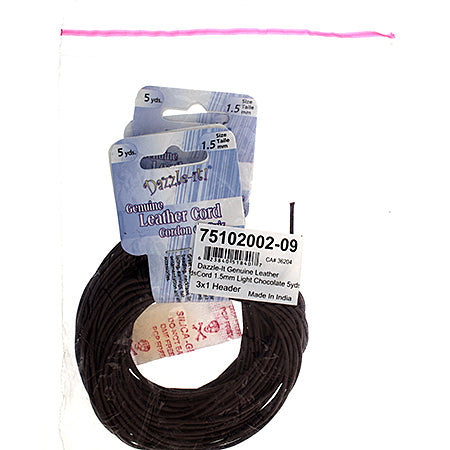 Dazzle-It Genuine Leather Cord 1.5mm Round  5yds
