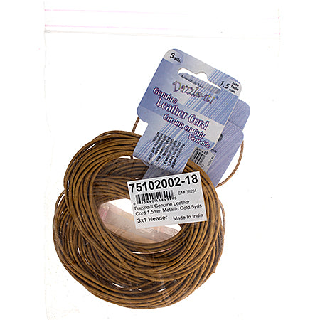 Dazzle-It Genuine Leather Cord 1.5mm Round  5yds