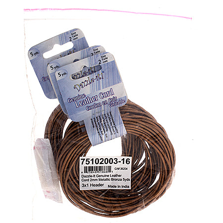 Dazzle-It Genuine Leather Cord 2mm Round  5yds