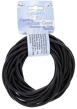 Dazzle-It Genuine Leather Cord 3mm Round  5yds