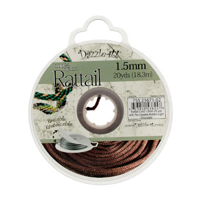 Rattail Cord 1.5mm 20 Yards With Re-Useable Bobbin