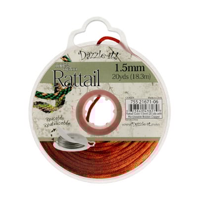 Rattail Cord 1.5mm 20 Yards With Re-Useable Bobbin