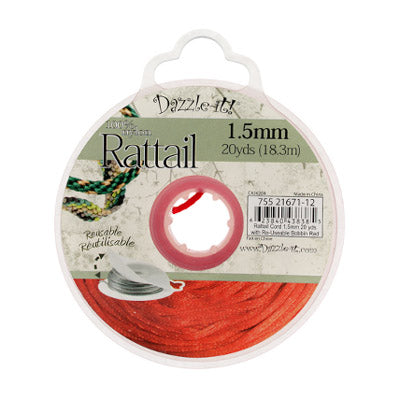 Rattail Cord 1.5mm 20 Yards With Re-Useable Bobbin