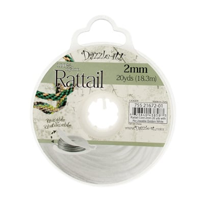 Rattail Cord 2mm 20 Yards With Re-Useable Bobbin