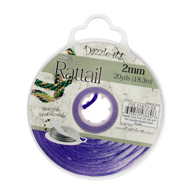 Rattail Cord 2mm 20 Yards With Re-Useable Bobbin
