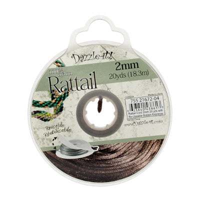 Rattail Cord 2mm 20 Yards With Re-Useable Bobbin