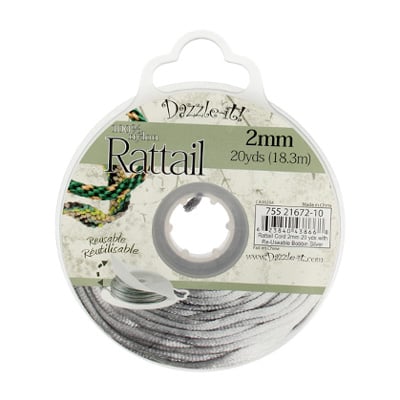 Rattail Cord 2mm 20 Yards With Re-Useable Bobbin