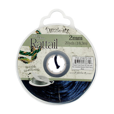 Rattail Cord 2mm 20 Yards With Re-Useable Bobbin