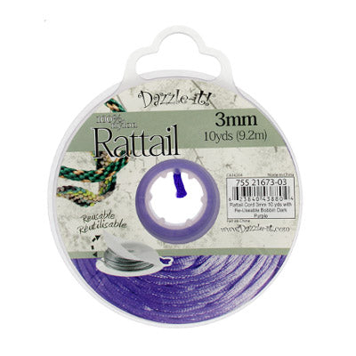 Rattail Cord 3mm 10 Yards With Re-Useable Bobbin