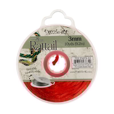Rattail Cord 3mm 10 Yards With Re-Useable Bobbin