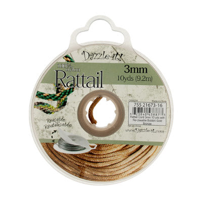 Rattail Cord 3mm 10 Yards With Re-Useable Bobbin