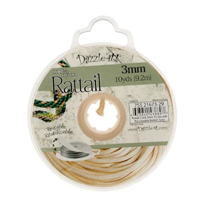 Rattail Cord 3mm 10 Yards With Re-Useable Bobbin