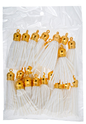 Faux Suede Tassels Gold Cap 5.5cm  