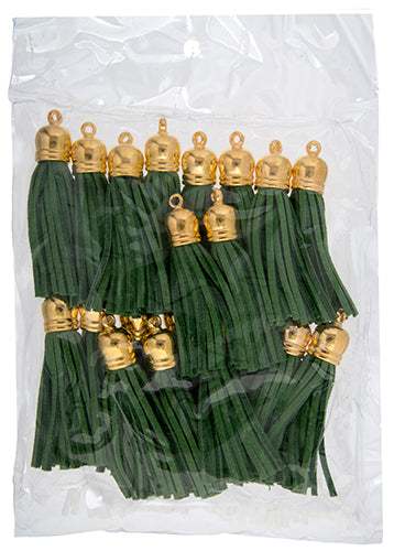 Faux Suede Tassels Gold Cap 5.5cm  