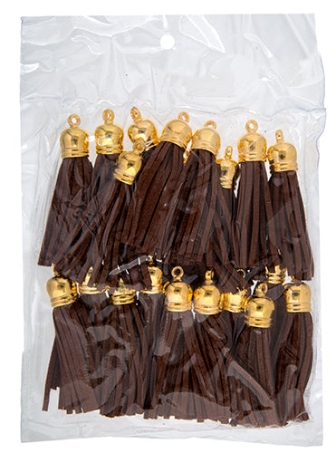 Faux Suede Tassels Gold Cap 5.5cm  
