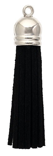 Faux Suede Tassels Silver Cap 5.5cm  (4pcs)