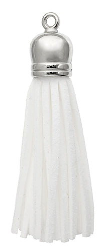 Faux Suede Tassels Silver Cap 5.5cm  (4pcs)