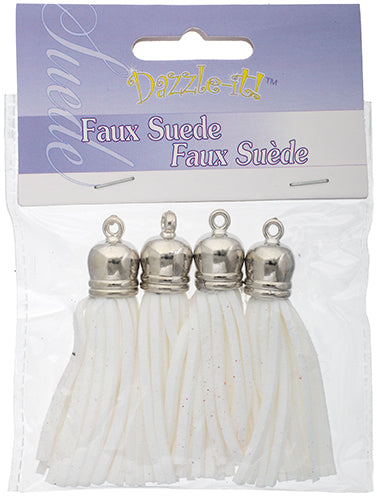 Faux Suede Tassels Silver Cap 5.5cm  (4pcs)