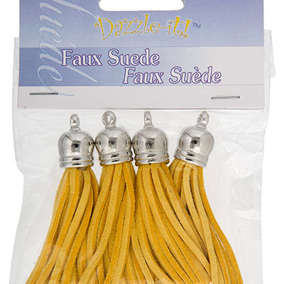 Faux Suede Tassels Silver Cap 5.5cm  (4pcs)