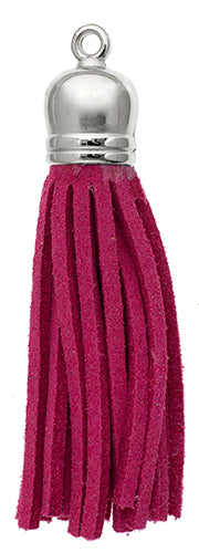 Faux Suede Tassels Silver Cap 5.5cm  (4pcs)