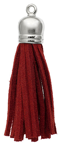Faux Suede Tassels Silver Cap 5.5cm  (4pcs)