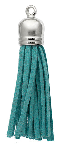 Faux Suede Tassels Silver Cap 5.5cm  (4pcs)