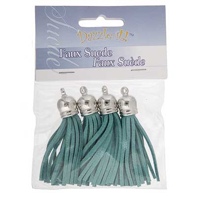 Faux Suede Tassels Silver Cap 5.5cm  (4pcs)