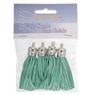 Faux Suede Tassels Silver Cap 5.5cm  (4pcs)