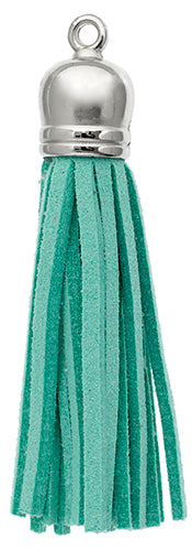 Faux Suede Tassels Silver Cap 5.5cm  (4pcs)