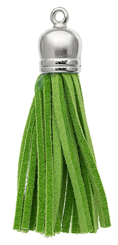 Faux Suede Tassels Silver Cap 5.5cm  (4pcs)