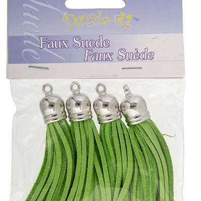 Faux Suede Tassels Silver Cap 5.5cm  (4pcs)