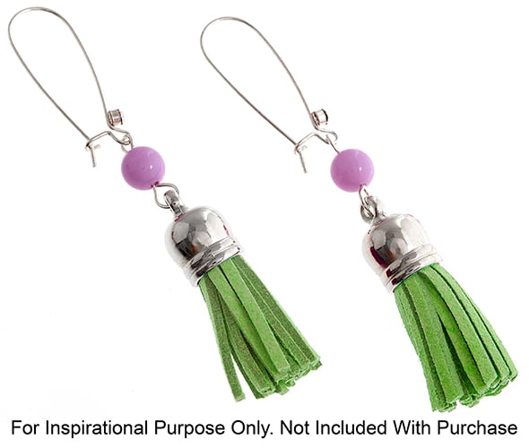 Faux Suede Tassels Silver Cap 5.5cm  (4pcs)