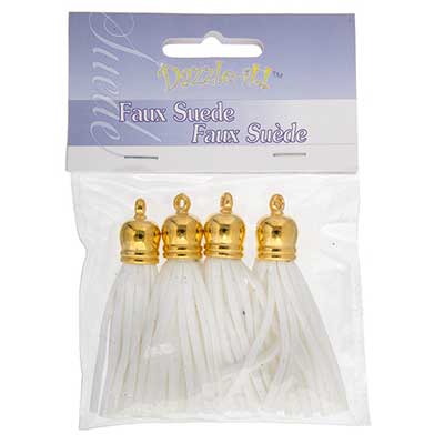 Faux Suede Tassels Gold Cap 5.5cm