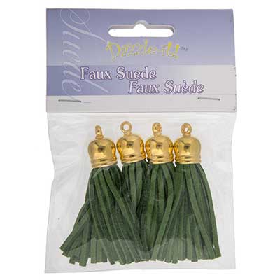Faux Suede Tassels Gold Cap 5.5cm