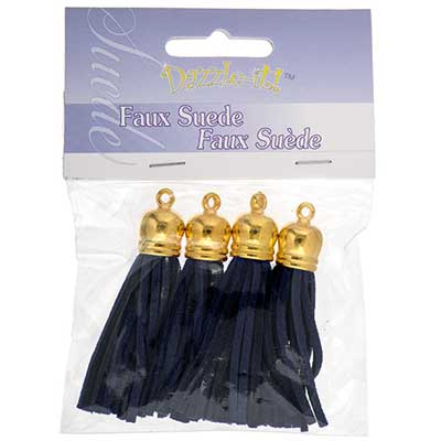 Faux Suede Tassels Gold Cap 5.5cm
