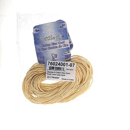 Dazzle-It Cotton Wax Cord 1mm Round  5yds