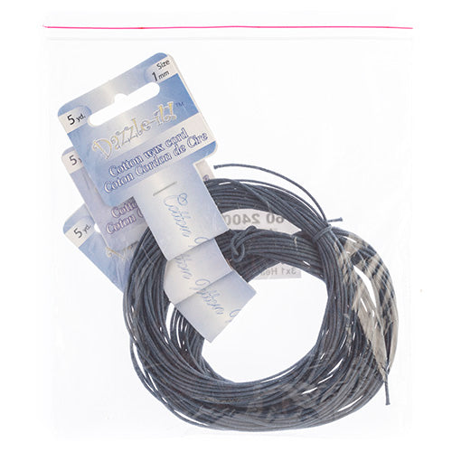 Dazzle-It Cotton Wax Cord 1mm Round  5yds
