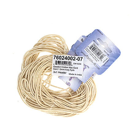 Dazzle-It Cotton Wax Cord 1.5mm Round  5yds